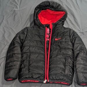 Nike Kids Black Puffer Jacket with Red Accents